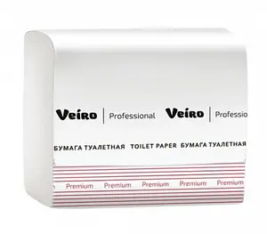 Туалетная бумага листовая VEIRO Professional Premium V сложения 2 слойная белая (артикул призводителя (TV302)