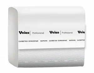 Салфетки бумажные для настольного диспенсера VEIRO Professional Comfort V сложения 2 слойные белые (артикул производителя NV211)