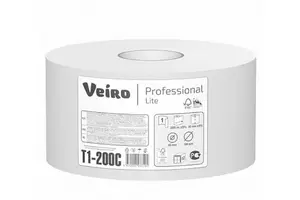Туалетная бумага VEIRO Professional 1 слойная светло-серая 200 м (артикул производителя Т1-200С)