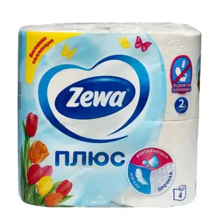 Бумага туалетная ZEWA Плюс 2 сл 4 рул/уп