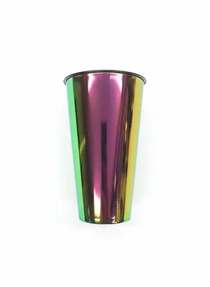 Стакан одноразовый пластиковый 500мл Bubble Cup с квадратным дном глянец перламутр черный