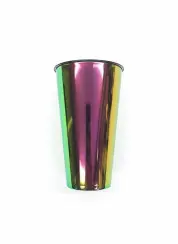 Стакан одноразовый пластиковый 500мл Bubble Cup с квадратным дном глянец перламутр черный