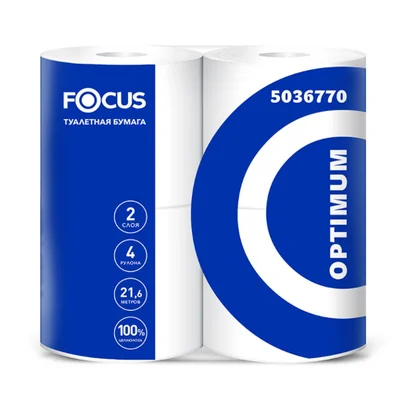 Туалетная бумага Focus Optimum 2 слойная белая в упаковке 4 рулона (артикул производителя 5036770) — фото 1