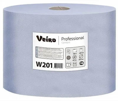 Протирочная бумага в рулоне VEIRO Professional Comfort 2 слойная синяя 350 м (артикул производителя W201) — фото 1