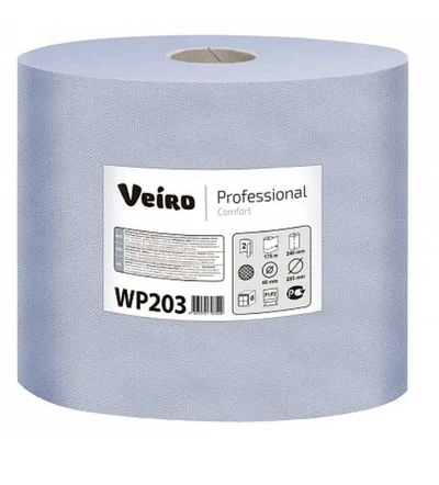 Протирочная бумага в рулоне VEIRO Professional Comfort 2 слойная синяя 175 м (артикул производителя WP203) — фото 1