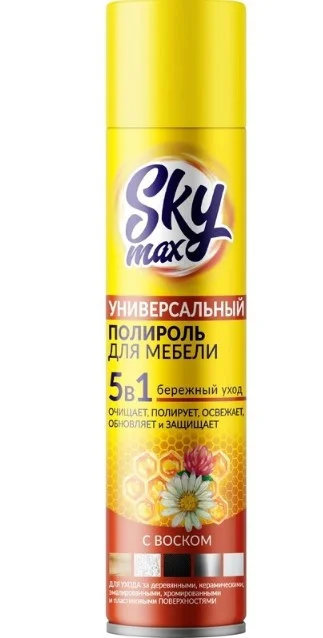 Полироль-очиститель для мебели Skymax с воском аэрозоль 300 мл (артикул производителя 100225) — фото 1