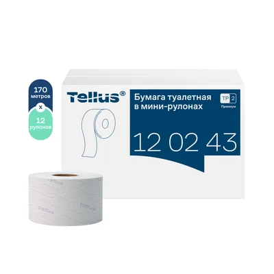 Бумага туалетная Tellus Премиум T2 2 сл белая 170 м (артикул производителя 120243) — фото 1
