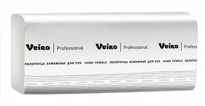 Бумажные полотенца листовые VEIRO Professional Comfort V сложения 1 слойные белые 250 листов (артикул производителя KV210) — фото 1