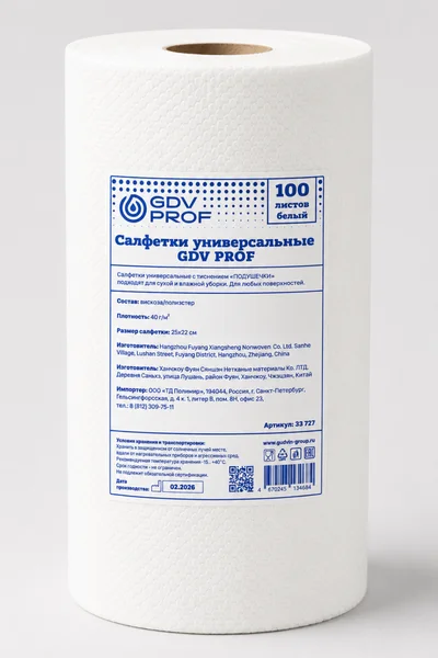 Салфетки универсальные GDV PROF 25х22 тисненые 100 шт/рул — фото 1