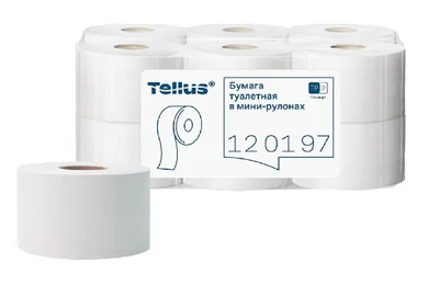 Бумага туалетная Tellus Стандарт T2 1 сл натуральный цвет 200 м (артикул производителя 120197) — фото 1