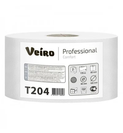 Туалетная бумага в рулоне VEIRO Professional Comfort 2 слойная белая 170 м (артикул производителя Т204) — фото 1