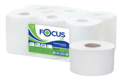 Туалетная бумага в рулоне Focus Jumbo Eco 1 слойная белая 200 м (артикул производителя 5050784) — фото 1
