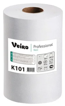 Полотенца бумажные в рулоне VEIRO Professional Basic 1 сл светло-серые 180 м (артиикул производителя K101) — фото 1