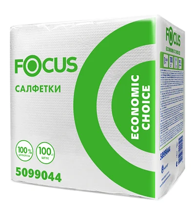 Салфетки бумажные белые 24 х 23 однослойные Focus/Familia100 шт (артикул производителя 5099044) — фото 1