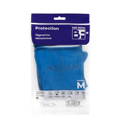 Перчатки резиновые Ben Fatto Protection M синие — фото 1