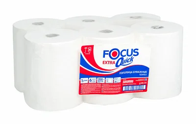 Бумажные полотенца в рулоне Focus Extra Quick 1 слойные белые 200 м (артикул производителя 5050095) — фото 1