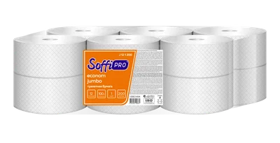 Бумага туалетная в рулоне SoffiPro Econom 1 сл белая 200 м 12рул/уп арт. 10901494 (артикул производителя 10901494) — фото 1