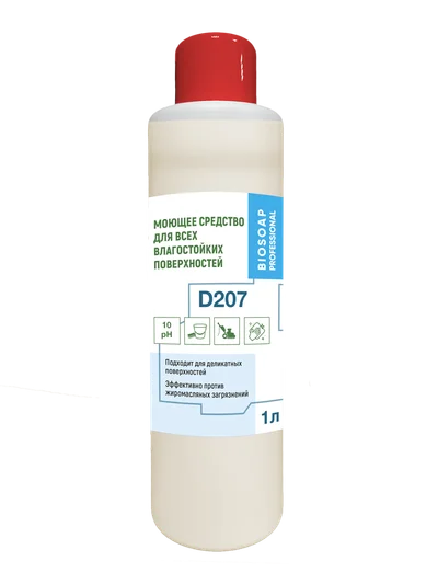 Средство щелочное универсальное Biosoap D207 для влагостойких поверхностей 1 л (артикул производителя 9050701) — фото 1
