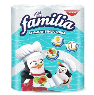 Бумажные полотенца в рулоне FAMILIA 2 слойные белые 1/2 листа в упаковке 2 рулона (артикул производителя 5083815) — фото 1