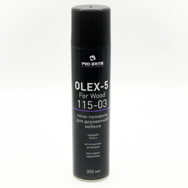 Полироль-очиститель для мебели, дерева Pro-Brite OLEX-5 Wood Аэрозоль 0,3 л (арт 115-03) — фото 2