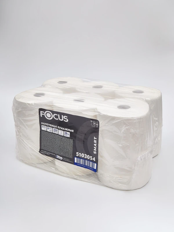 Полотенца бумажные в рулоне FOCUS SMART Jumbo 1 сл белые 200 м (артикул производителя 5103054) — фото 1