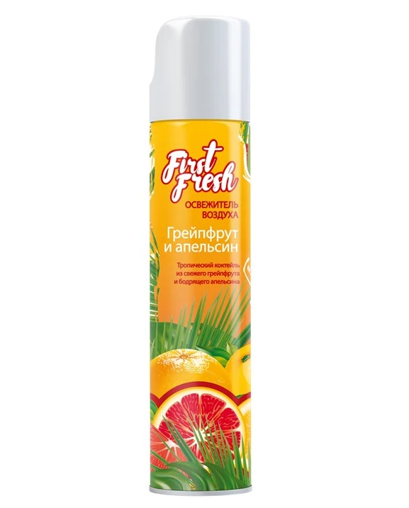 Освежитель воздуха аэрозольный FirstFresh Грейпфрут и апельсин ручное распыление 300 мл (артикул производителя 100336) — фото 1