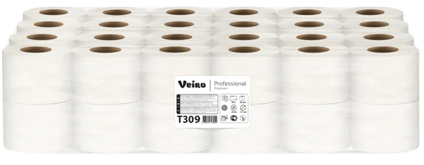 Туалетная бумага VEIRO Professional Premium 3 слойная белая в упаковке 8 рулонов (артикул производителя T309) — фото 1
