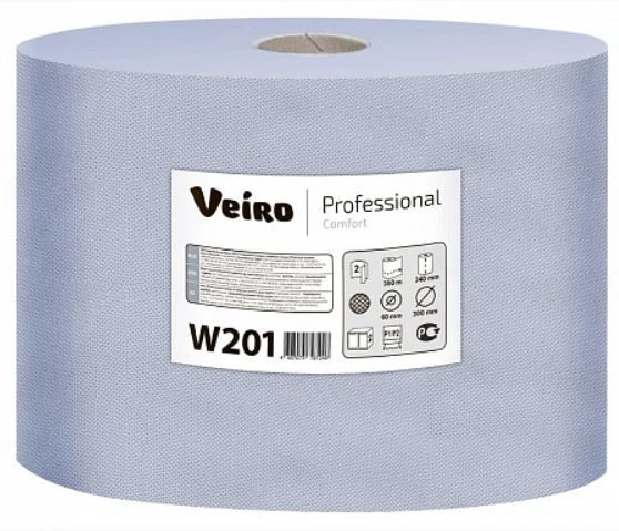 Протирочная бумага в рулоне VEIRO Professional Comfort 2 слойная синяя 350 м (артикул производителя W201) — фото 1