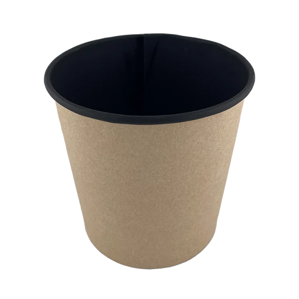 Бумажный контейнер круглый Round Bowl 500мл (d100) черный крышка 33065 — фото 1