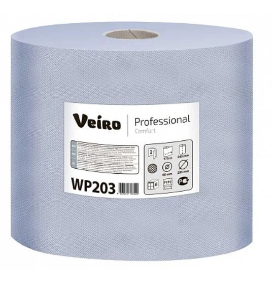 Протирочная бумага в рулоне VEIRO Professional Comfort 2 слойная синяя 175 м (артикул производителя WP203) — фото 1