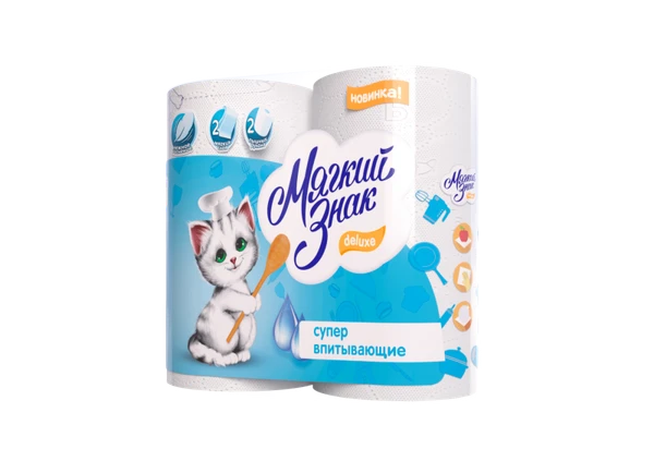 Бумажные полотенца в рулоне Мягкий знак Deluxe 2 слойные белые в упаковке 2 рулона (артикул производителя С40) — фото 1