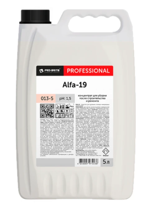 Средство кислотное для уборки после строительства и ремонта Pro-Brite ALFA-19 5л (арт 013-5) — фото 1