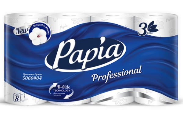 Туалетная бумага Papia Professional 3 слойная белая в упаковке 8 рулонов (артикул производителя 5080998) — фото 1