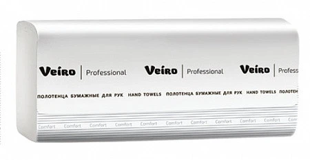 Бумажные полотенца листовые VEIRO Professional Comfort V сложения 1 слойные белые 250 листов (артикул производителя KV210) — фото 1
