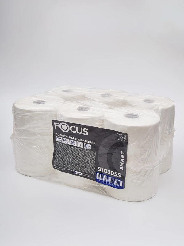 Полотенца бумажные в рулоне FOCUS SMART Jumbo 2 сл 150 м втулка 38 мм (артикул производителя 5103055) — фото 1
