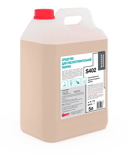Средство кислотное для уборки после строительства и ремонта Biosoap S402 5 л (артикул производителя 9040124) — фото 1