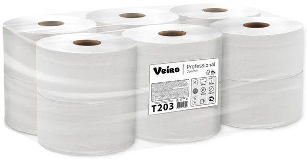 Туалетная бумага в рулоне VEIRO Professional Comfort 2 слойная белая 200 м (артикул производителя Т203) — фото 1