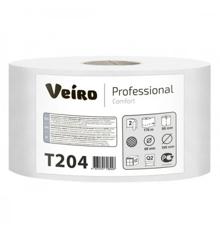 Туалетная бумага в рулоне VEIRO Professional Comfort 2 слойная белая 170 м (артикул производителя Т204) — фото 1