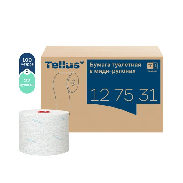 Бумага туалетная Tellus Комфорт T6 2 сл белая 100 м (артикул производителя 127531) — фото 1