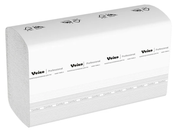 Бумажные полотенца листовые VEIRO Professional Comfort М сложения 2 слойные белые 150 листов (артикул производителя KW208) — фото 1