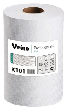 Полотенца бумажные в рулоне VEIRO Professional Basic 1 сл светло-серые 180 м (артиикул производителя K101) — фото 1