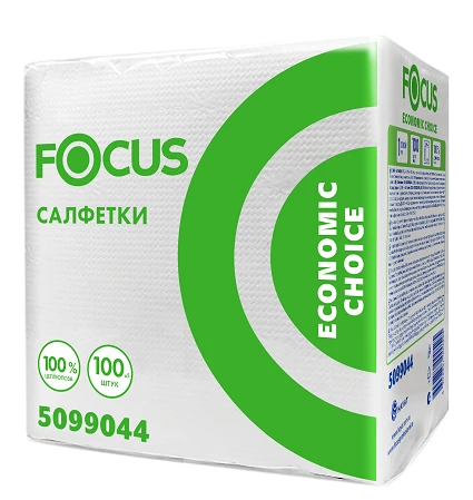 Салфетки бумажные белые 24 х 23 однослойные Focus/Familia100 шт (артикул производителя 5099044) — фото 1