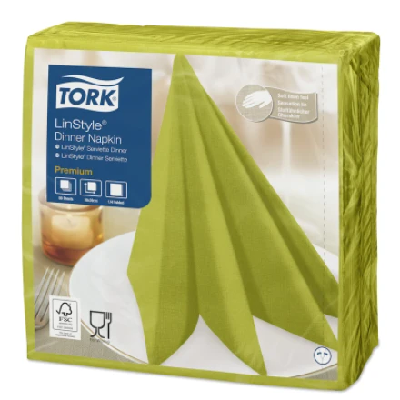 Салфетки бумажные TORK LinStyle 39х39 1 сл фисташковые 50шт арт. 478876 — фото 1
