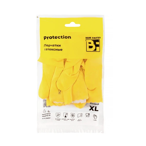 Перчатки резиновые Ben Fatto Protection XL желтые — фото 1